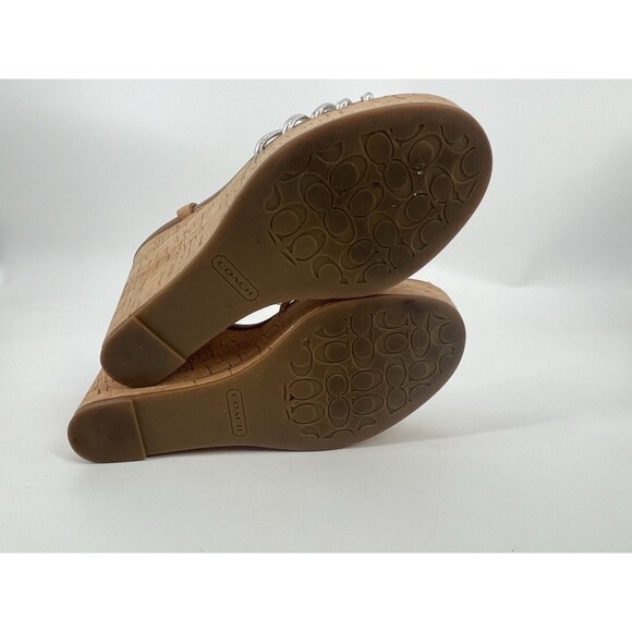 Coach Georgiana Womens Wedge Sandal Metallic Strappy Leather Platform Cork 6.5 - Picture 14 of 14
